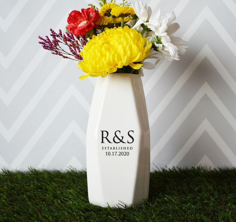 Personalized Geometric Vase Anniversary Gift Engagement Etsy