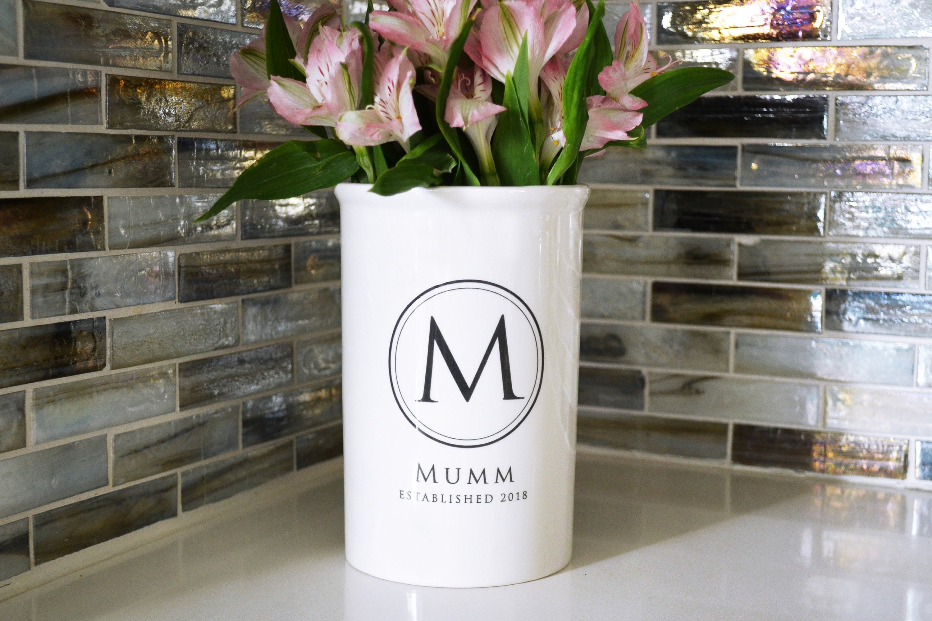 Personalized Vase or Utensil Holder with "Chalkboard" On Back, Anniversary Gift, Wedding Gift or Engagement Gift