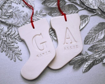 Set of 2 Customized Christmas Stocking Ornaments with Names