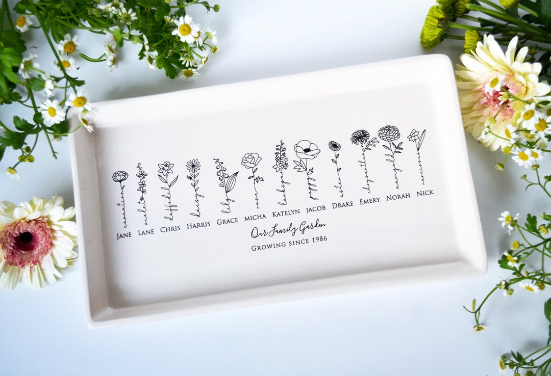 Garden of Love Flower Platter, Personalized Ceramic Platter, Our Family ...