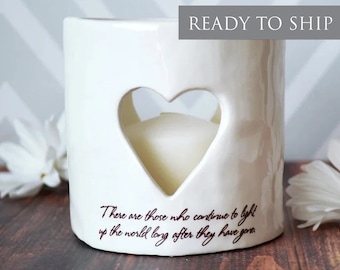 Sympathy Gift, Sympathy Heart Candle, Sympathy Votive - READY TO SHIP - There are those who continue to light up the world long after ...