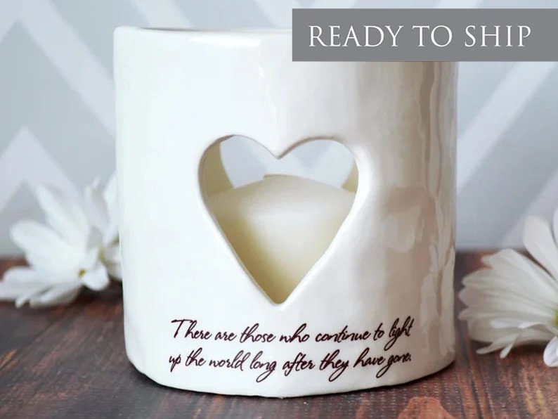 Sympathy Gift, Sympathy Heart Candle, Sympathy Votive - READY TO SHIP - There are those who continue to light up the world long after ... 