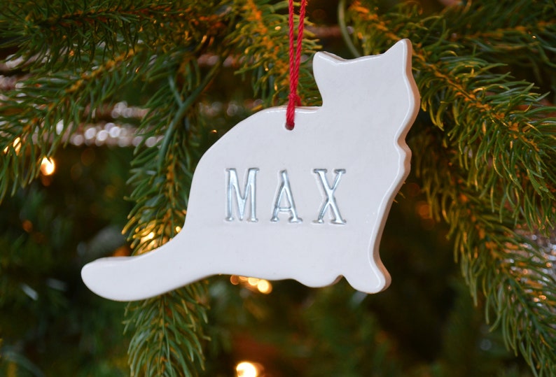 Cat Christmas Ornament, Cat Gift, Personalized Cat Ornament, Kitten Ornament, Custom Cat Ornament with Name Christmas Gift for Cat Lover image 2