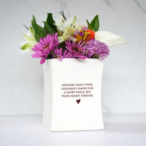 READY TO SHIP Unique Mother of the Bride Gift Square Vase Mothers Hold Their Children's Hands for a Short While But Their Hearts Forever image 6