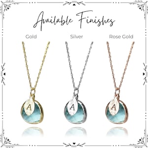 Personalized Aquamarine Necklace, Bridesmaid Necklace, March Birthstone Necklace, Custom Initial Necklace, Gift for Her, Aquamarine Jewelry image 9