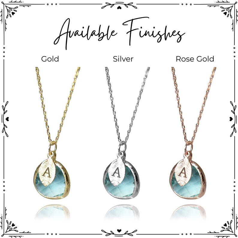 Personalized Aquamarine Necklace, Bridesmaid Necklace, March Birthstone Necklace, Custom Initial Necklace, Gift for Her, Aquamarine Jewelry image 9
