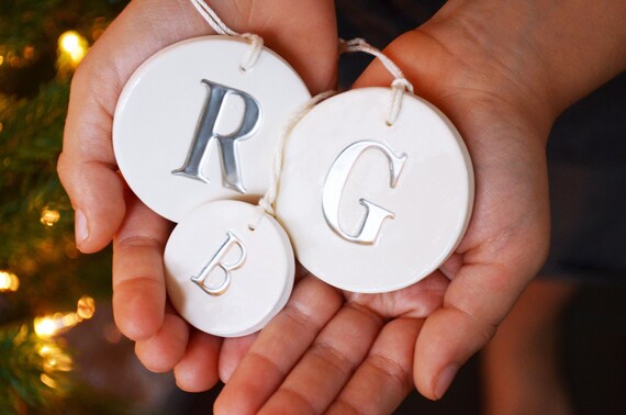 Initials christmas ornaments deals