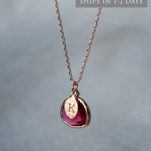Gift Personalized Ruby Necklace Mom 