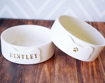 Personalized Dog Bowl, Custom Dog Bowl, Dog Gift, Puppy Gift -  Small/Medium Size - Ceramic