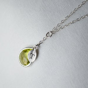 Peridot Necklace, August Birthstone Necklace, Bridesmaid Gift, Mom Birthstone Necklace, Initial Necklace, Mom Gift, Grandma Necklace image 6