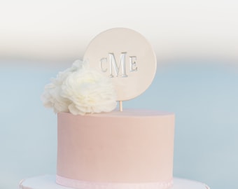 Modern Wedding Cake Topper - PERSONALIZED - in Silver