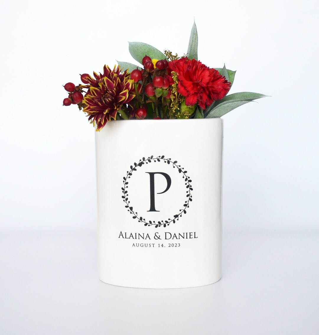 Personalized Vase, Anniversary Vase, Wedding Gift, Engagement Gift, Housewarming Gift, Ceramic ...