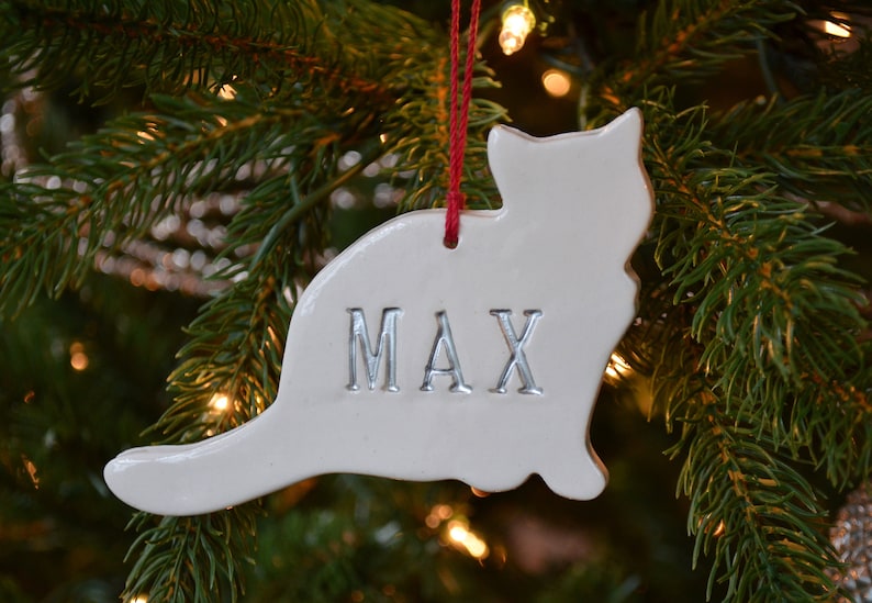 Cat Christmas Ornament, Cat Gift, Personalized Cat Ornament, Kitten Ornament, Custom Cat Ornament with Name Christmas Gift for Cat Lover image 3