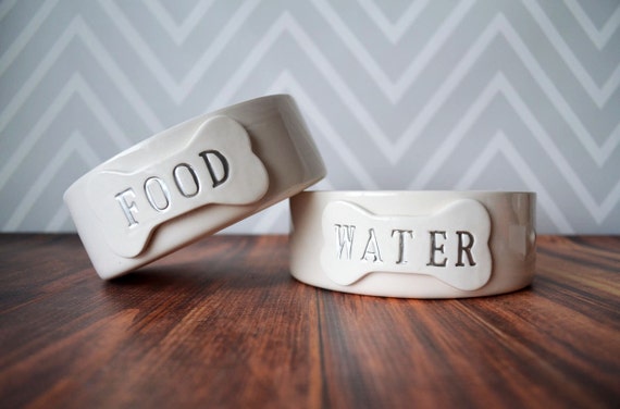 Personalized Ceramic Dog Bowl(s) - Small/Medium Pet Dish - Food & Water