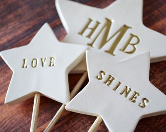 PERSONALIZED Love Shines - Star Wedding Cake Topper - Custom Cake Topper, Wedding Decoration, Cake Toppers