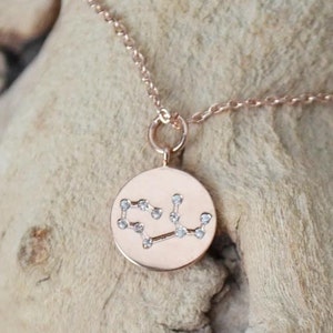 Zodiac Jewelry, Rose gold Zodiac Necklace, Constellation Necklace, Astrology Necklace, Horoscope Necklace, Gift for Her, Gemini Necklace