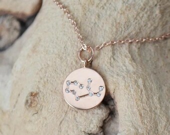 Zodiac Jewelry, Rose gold Zodiac Necklace, Constellation Necklace, Astrology Necklace, Horoscope Necklace, Gift for Her, Gemini Necklace