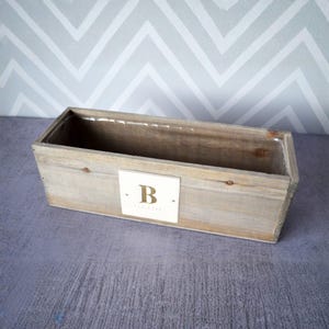 Natural Pine Wood with Painted Initials - Personalized Wedding Gift - Wedding Centerpiece Planter Box image 9