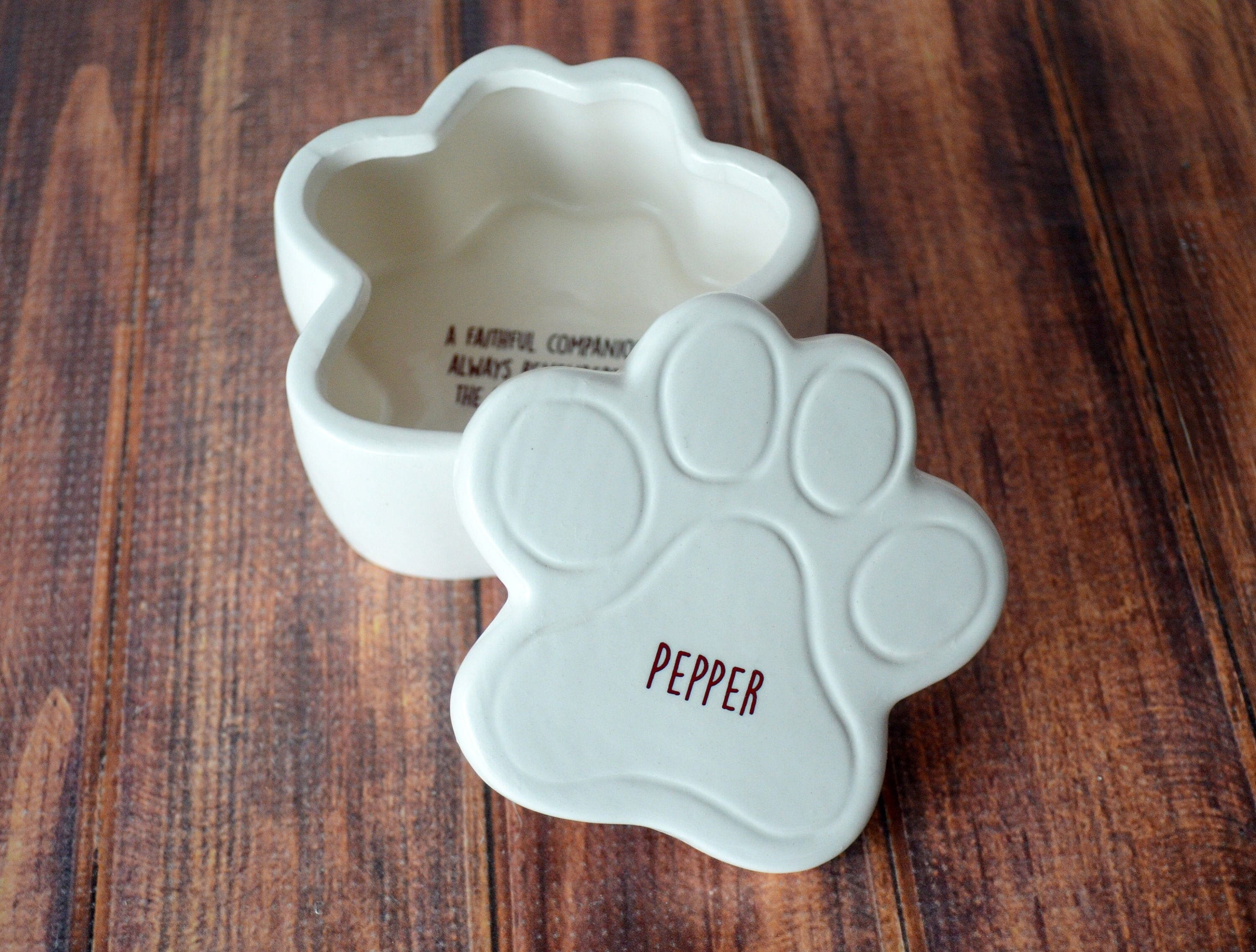 Personalized Ceramic Paw Print Pet Memorial Keepsake Box