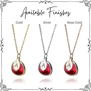 Personalized Ruby Necklace, Bridesmaid Necklace, July Birthstone Necklace, Custom Initial Necklace, Birthday Gift for Her, Ruby Jewelry image 10