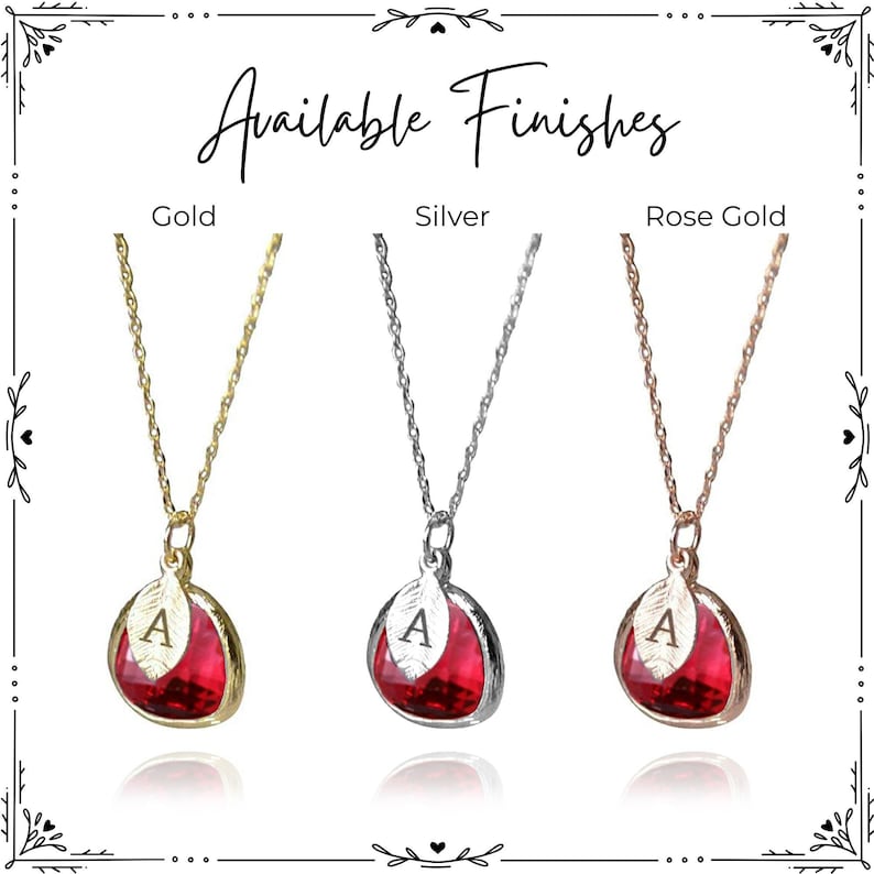 Personalized Ruby Necklace, Bridesmaid Necklace, July Birthstone Necklace, Custom Initial Necklace, Birthday Gift for Her, Ruby Jewelry image 10