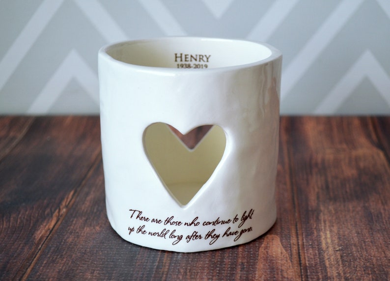 Sympathy Gift, Sympathy Heart Candle, Sympathy Votive Personalized w/ Name & Date There are those who continue to light up the world ... image 2