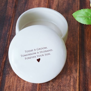 Father of Groom Gift, Mother of the Groom Gift, Wedding Gift - Round Keepsake Box - Today a Groom, Tomorrow a Husband, Forever Your Son