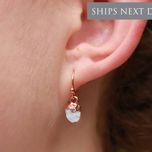 Raw Herkimer Diamond Earrings, Personalized Herkimer Diamond Birthstone Earrings, April Birthday Gift, Herkimer Diamond Jewelry