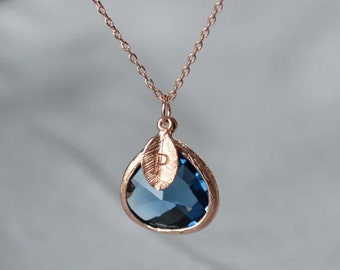 Personalized Sapphire Necklace, September Birthstone Necklace, Custom Initial Necklace, Gift for Her, Sapphire Jewelry, Bridesmaid Necklace
