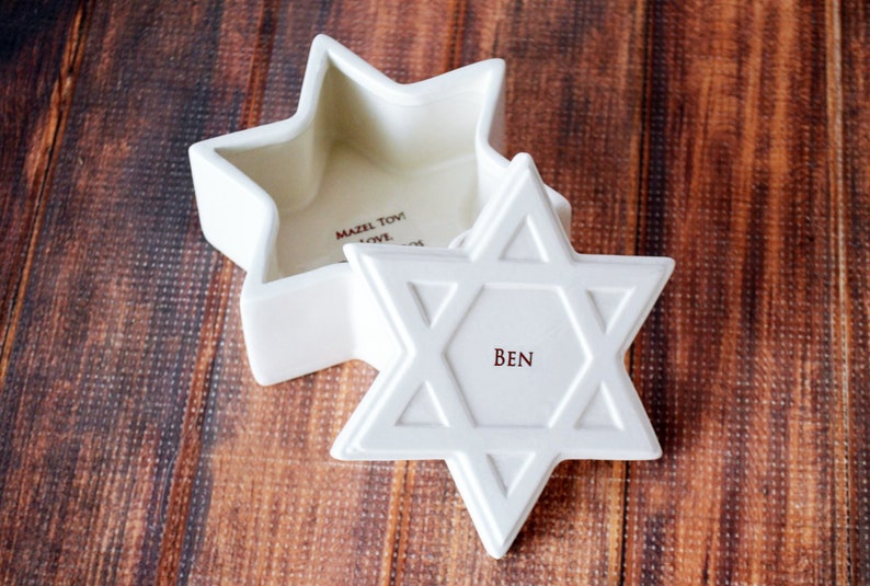 This lovely personalized Star of David keepsake box would be a perfect Bar Mitzvah or Bat Mitzvah gift.