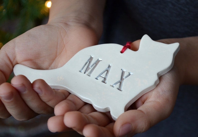 Cat Christmas Ornament, Cat Gift, Personalized Cat Ornament, Kitten Ornament, Custom Cat Ornament with Name Christmas Gift for Cat Lover image 6