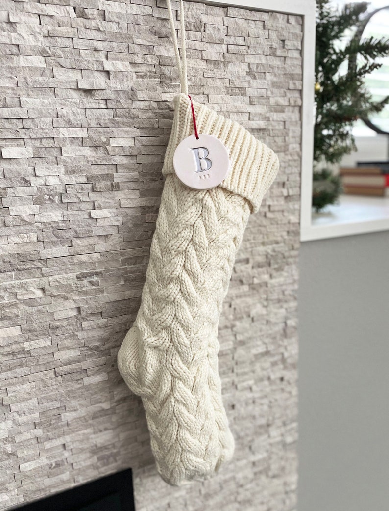 Personalized IVORY Christmas Stocking Knitted Holiday Etsy