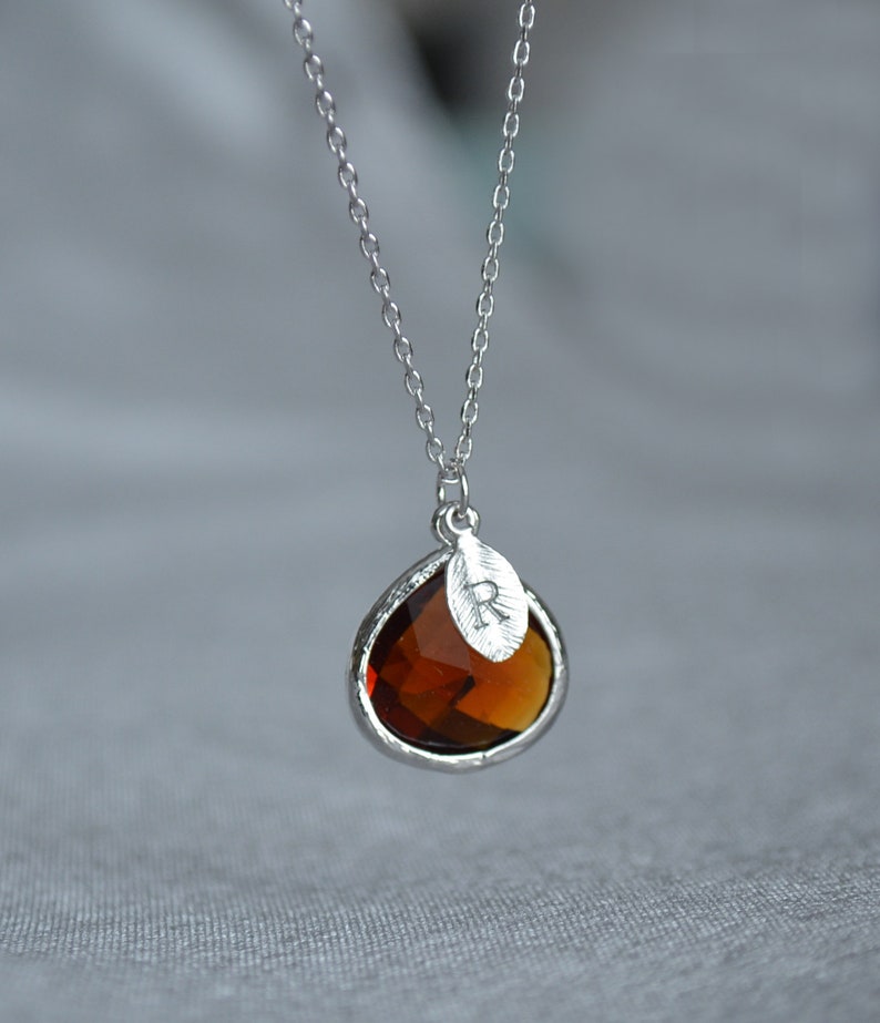 Personalized Topaz Necklace November Birthstone Necklace image 2
