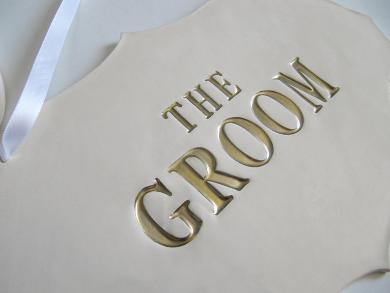 Large The Bride & The Groom Wedding Sign Set to Hang on Chair, Wedding Decorations and Photo Prop READY TO SHIP image 4