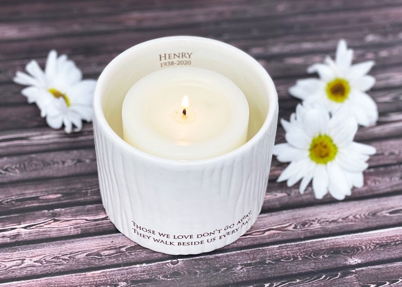 Sympathy Gift, Memorial Candle, Personalized Votive or Sympathy Vase - Those We Love Don’t Go Away, They Walk Beside Us Every Day image 1