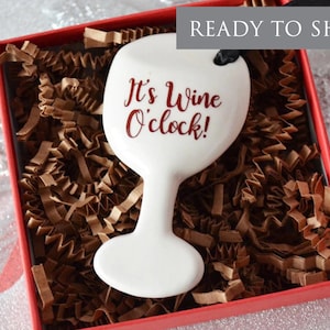 Funny Christmas Gift - Wine Glass Ornament - It&#39;s Wine O&#39;Clock! - Funny Christmas Ornament, Friend Gift, Gift for Wine Lover - READY TO SHIP