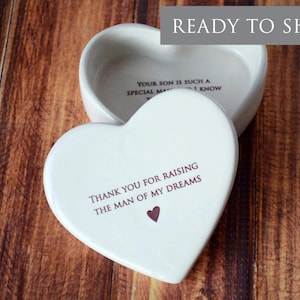 Mother-in-law Christmas Gift, Mother in Law Gift - READY TO SHIP - Heart Box - Thank You for Raising the Man of My Dreams - Keepsake Box