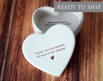 Mother-in-law Christmas Gift, Mother in Law Gift - READY TO SHIP - Heart Box - Thank You for Raising the Man of My Dreams - Keepsake Box