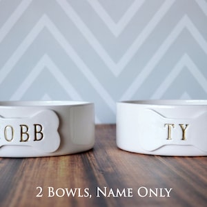 Personalized Dog Bowl, Dog Dish, Dog Bowl with Name, Custom Dog Bowl, Dog Gift, Puppy Gift, Pet Gift Small/Medium Size Ceramic 2 Bowls, Name Only