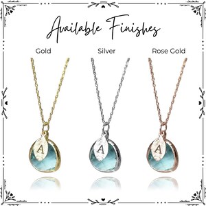 March Birthstone Necklace, Personalized Aquamarine Necklace, Bridesmaid Necklace, Custom Initial Necklace, Gift for Her, Aquamarine Jewelry image 9