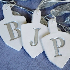 Set of 3 Personalized Dreidel Hanukkah Ornaments with Initials - Custom Ornament Set, Unique Gift for Hanukkah