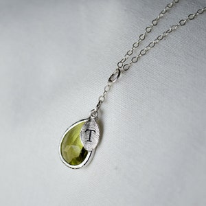 Peridot Necklace, August Birthstone Necklace, Bridesmaid Gift, Mom Birthstone Necklace, Initial Necklace, Mom Gift, Grandma Necklace image 5