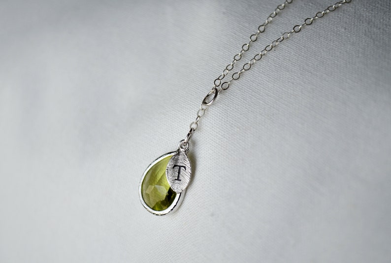 Peridot Necklace, August Birthstone Necklace, Bridesmaid Gift, Mom Birthstone Necklace, Initial Necklace, Mom Gift, Grandma Necklace image 5