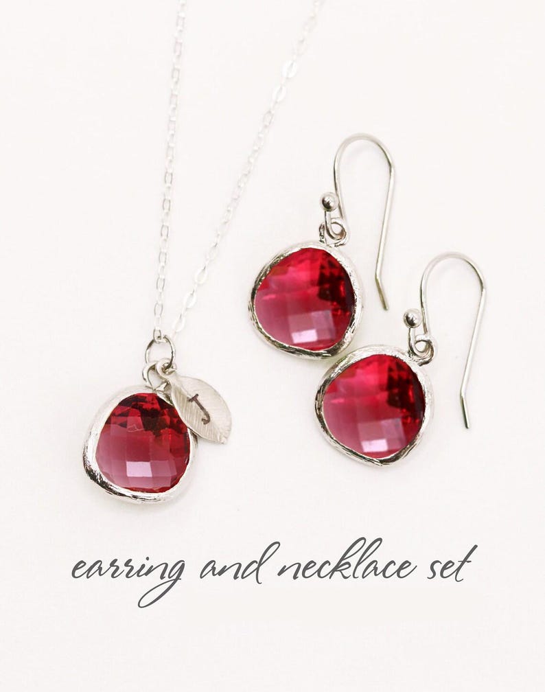 Personalized Ruby Necklace, Bridesmaid Necklace, July Birthstone Necklace, Custom Initial Necklace, Birthday Gift for Her, Ruby Jewelry image 9
