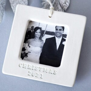 First Christmas Ornament 2024 READY TO SHIP Square Picture Frame Ornament, Family Ornament, Baby or Child Ornament, Wedding Ornament image 2