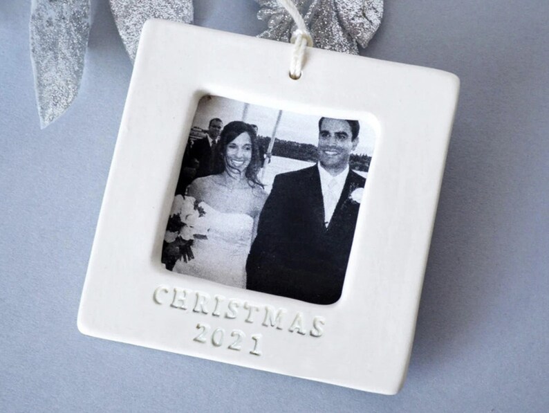 First Christmas Ornament 2024 READY TO SHIP Square Picture Frame Ornament, Family Ornament, Baby or Child Ornament, Wedding Ornament image 2