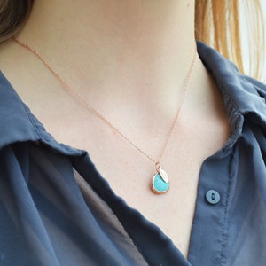Turquoise Necklace, December Birthstone Necklace, Bridesmaid Necklace, Turquoise Birthstone Necklace, Custom Initial Necklace, Gift for Her image 6