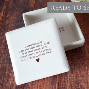 Grandma Wedding Gift - Grandmother Wedding Gift  - READY TO SHIP - Grandmothers have ears that truly listen  ... Square Keepsake Box