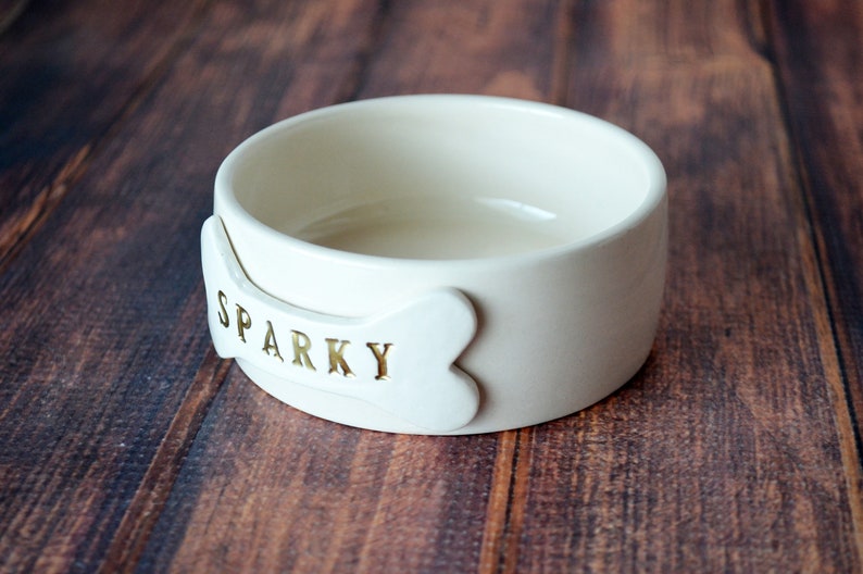 Extra Small Dog Bowl, Puppy Dog Bowl, Personalized Dog Bowl, Dog Dish, Dog Bowl With Name or Paw Print Ceramic image 2