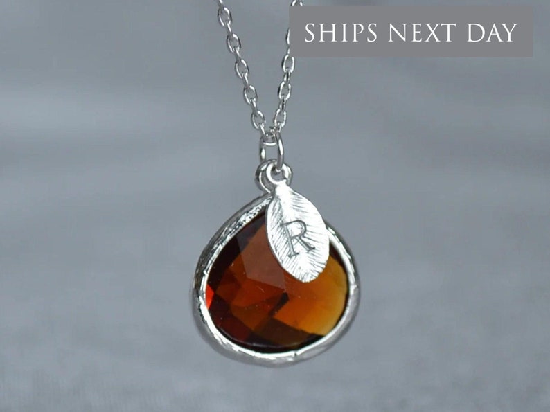 Personalized Topaz Necklace November Birthstone Necklace image 1